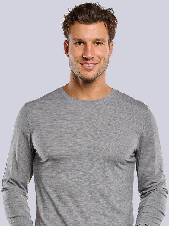 ENGBERS GERMANY Herren Langarmshirt aus Merinowolle Grau 34039