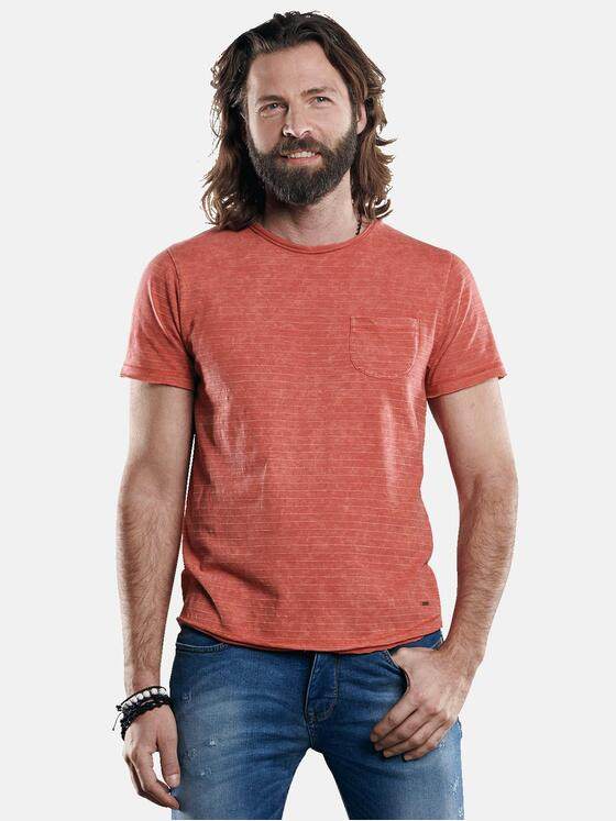 emilio adani Herren Rundhals T-Shirt mit dezentem Streifenmuster Rot 29680