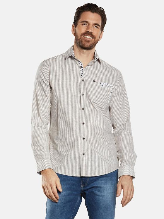 engbers Herren Langarm-Hemd gestreift Braun 34751