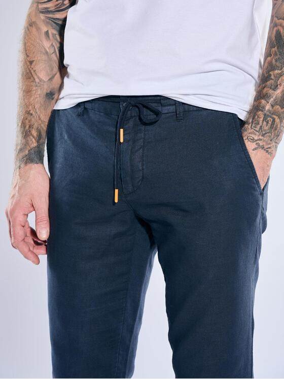 emilio adani Herren Chino aus Leinen-Mischgewebe Marineblau 40352