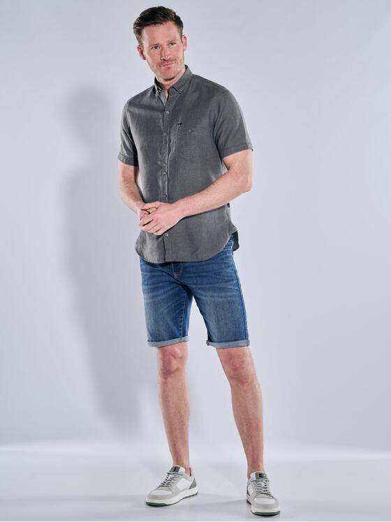 engbers Herren Kurzarm-Hemd mit Leinenanteil Anthrazit 38384