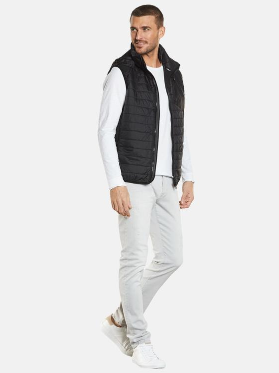 emilio adani Herren Steppweste mit abnehmbarer Kapuze Schwarz 34443