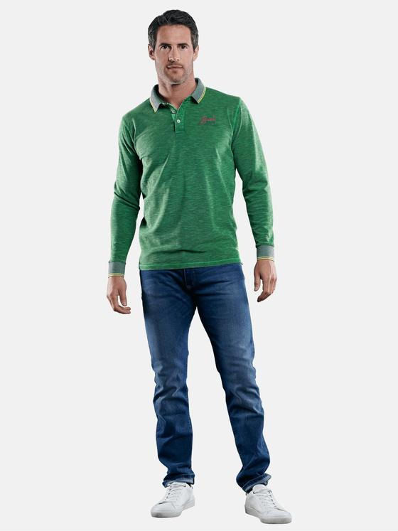 engbers Herren Poloshirt in Flammgarnoptik Cyangruen 29217
