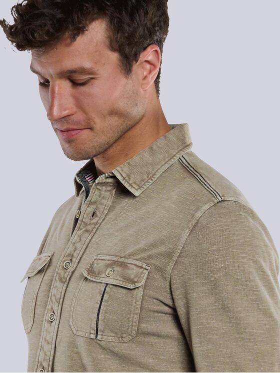 engbers Herren Langarm-Shirt mit Polo-Kragen Hellbraun 33746