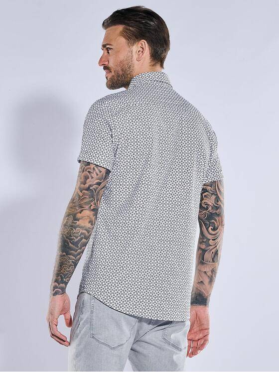 emilio adani Herren Kurzarm-Hemd gemustert Schwarz 39244