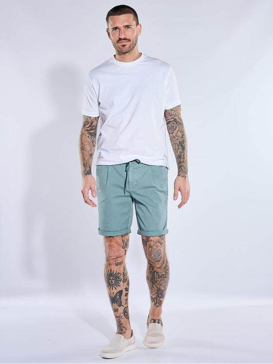 emilio adani Herren Bermuda Chino mit Tunnelzug Petrolblau 40739