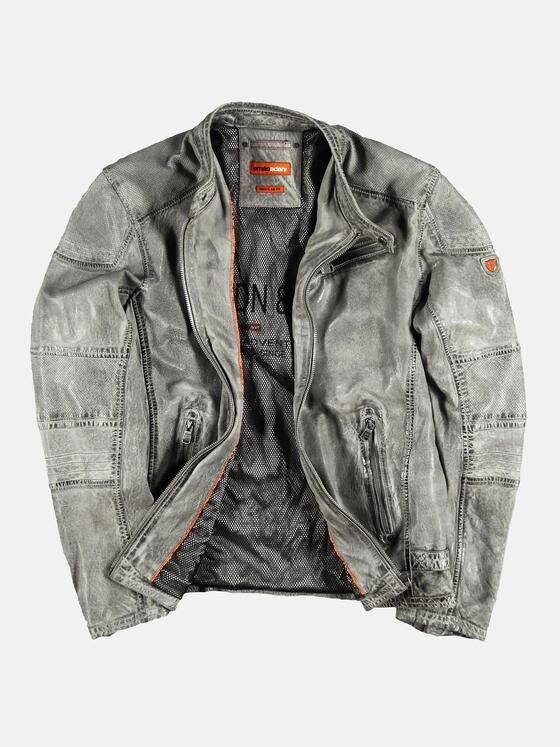 emilio adani Herren Lederjacke mit gebrauchter Warenoberfläche Grau 29143