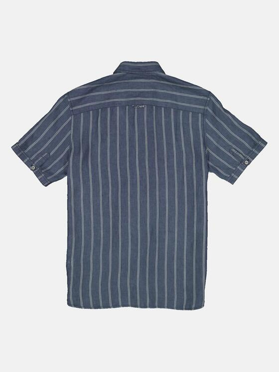 engbers Herren Kurzarm-Hemd aus Leinen Blau 35073