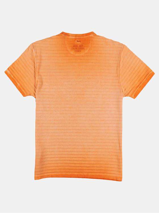engbers Herren Rundhals T-Shirt mit Strukturstreifen Orange 29742