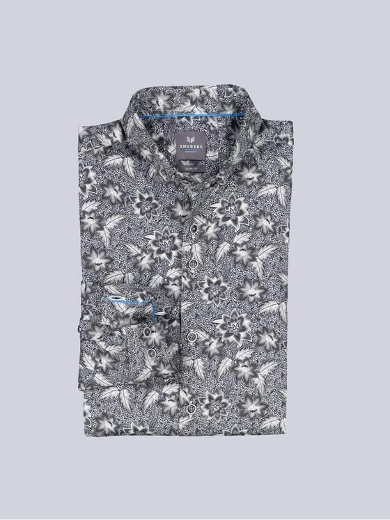 ENGBERS GERMANY Herren Langarm-Hemd in Satin-Warenqualität Schwarzbraun 36605