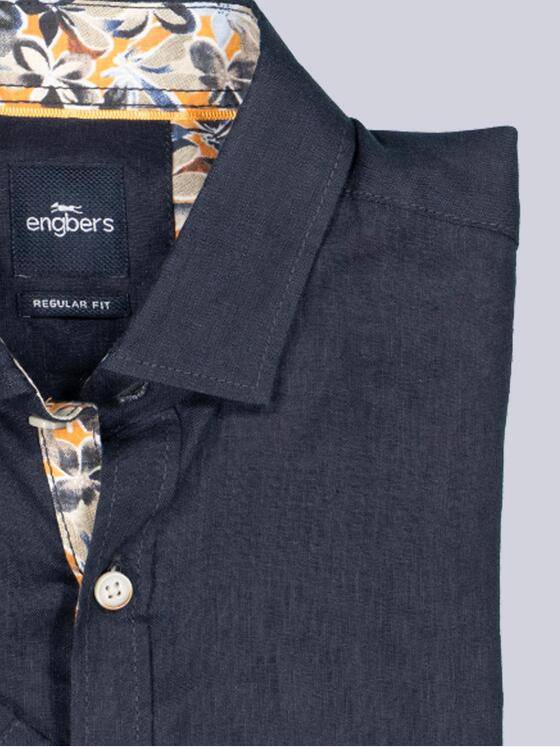 engbers Herren Kurzarm-Hemd aus Leinen Saphirblau 38362