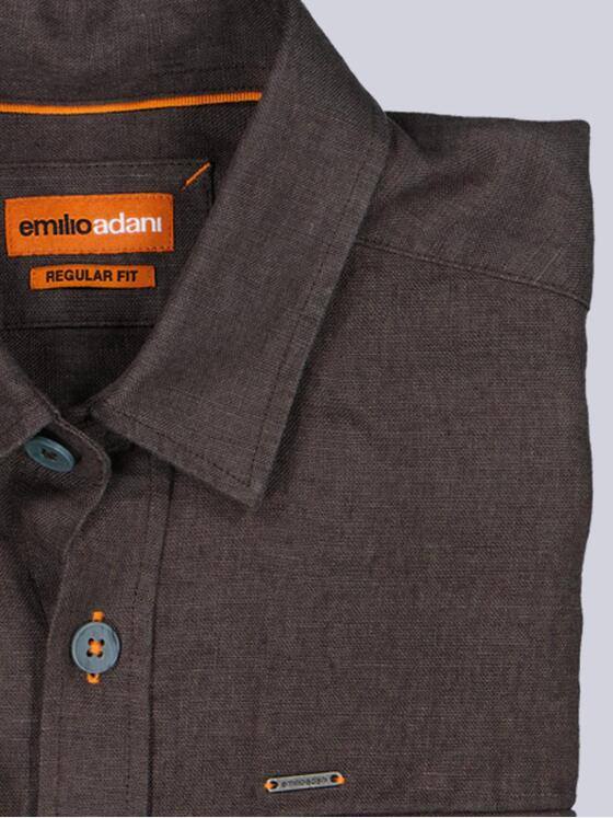 emilio adani Herren Hemd uni Dunkelbraun 40344
