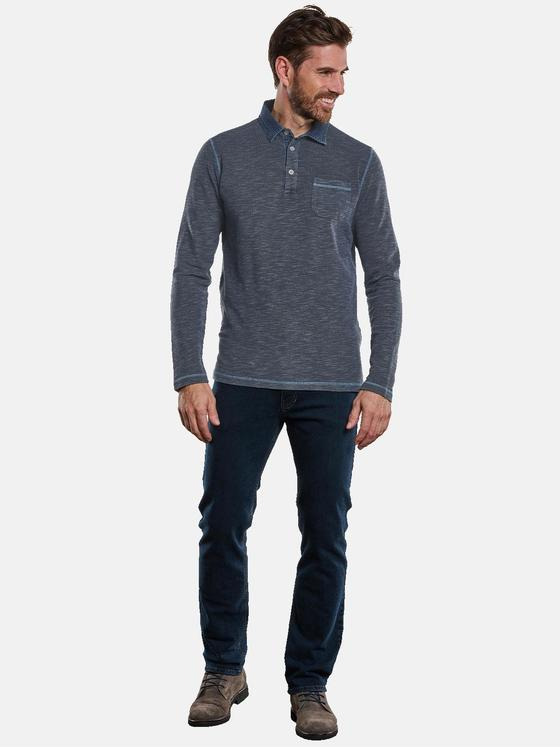 engbers Herren Langarm-Shirt Polokragen Blau 32441