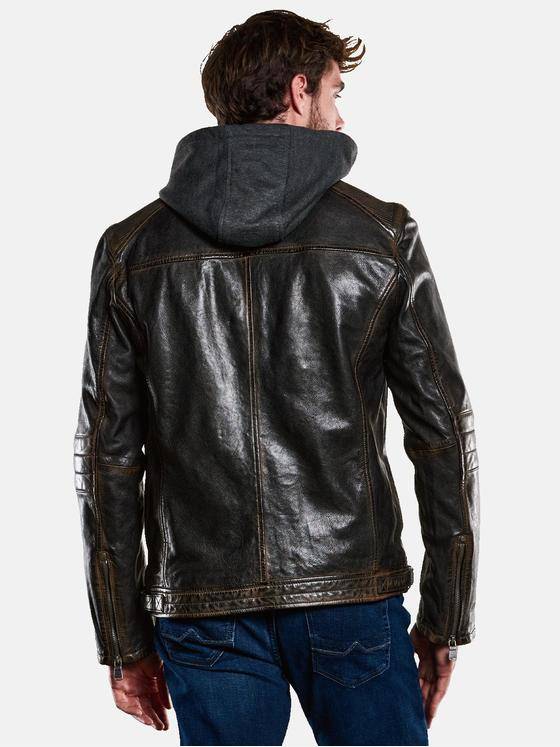 engbers Herren Lederjacke mit abnehmbarer Kapuze Braun 33306