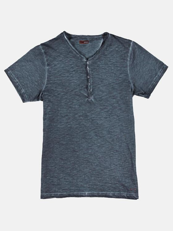 emilio adani Herren Henley T-Shirt mit spannendem Farbeffekt Blau 29684
