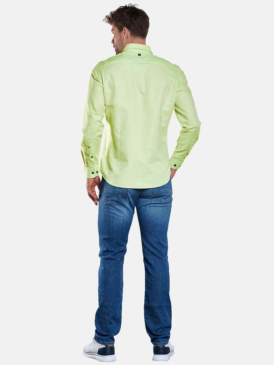 ENGBERS GERMANY Herren Langarm-Hemd mit Leinen-Anteil Limonengelb 33234