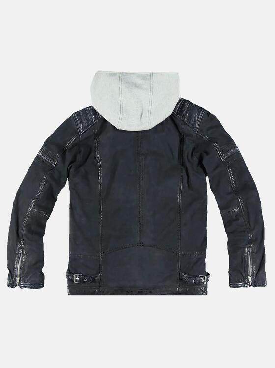 engbers Herren Lederjacke mit Hoodie-Inlet Blau 31862