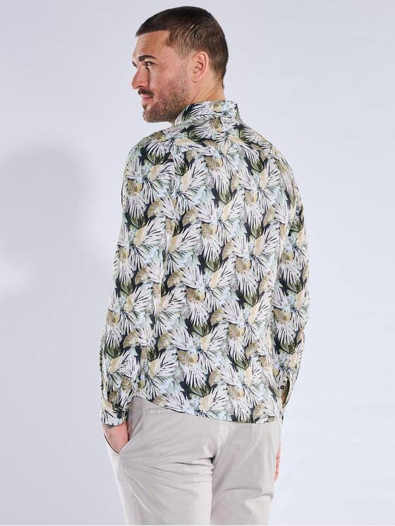 emilio adani Herren Jerseyhemd mit tropischem Print Beige 40566