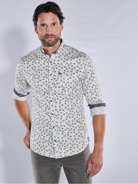 engbers Herren Langarm-Hemd gemustert Sand 38016