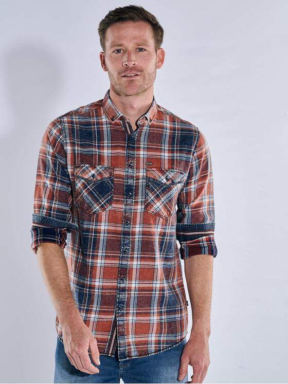 engbers Herren Langarm-Hemd kariert Orange 39640