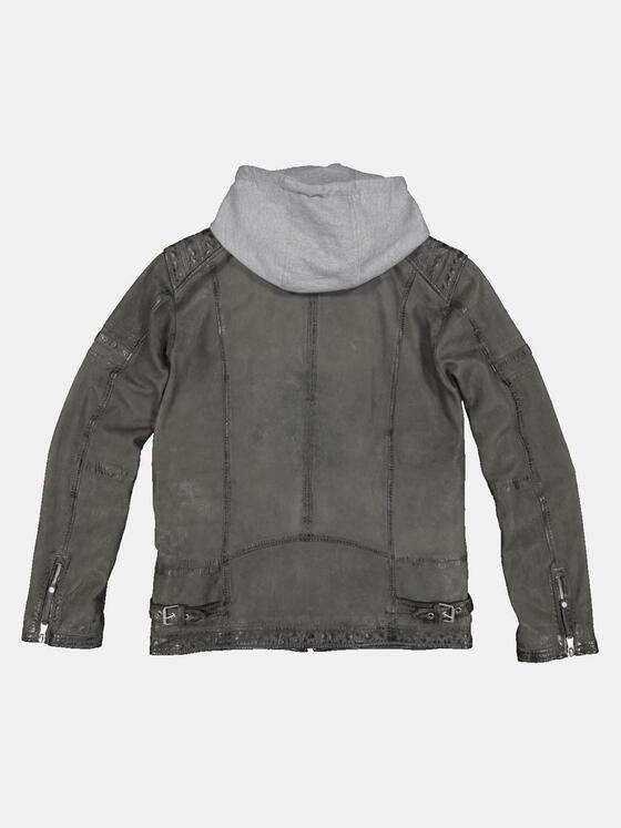 engbers Herren Lederjacke mit abnehmbarer Kapuze Dunkelgrau 33309