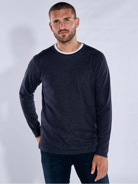 emilio adani Herren Langarm-Shirt strukturiert Saphirblau 39519