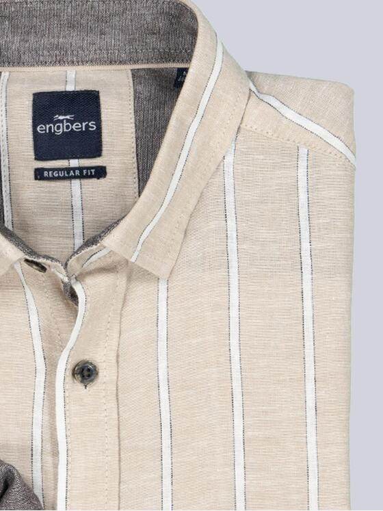 engbers Herren Langarm-Hemd aus Halbleinen Beige 38486