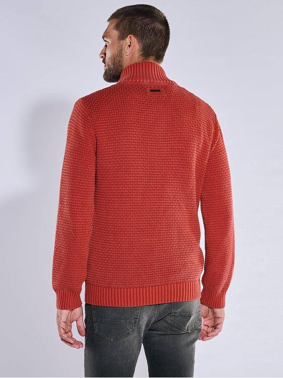 emilio adani Herren Pullover mit Troyerkragen Orange 37790