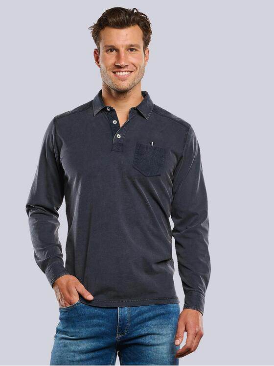 engbers Herren Langarm-Shirt mit Polokragen Grau 33767