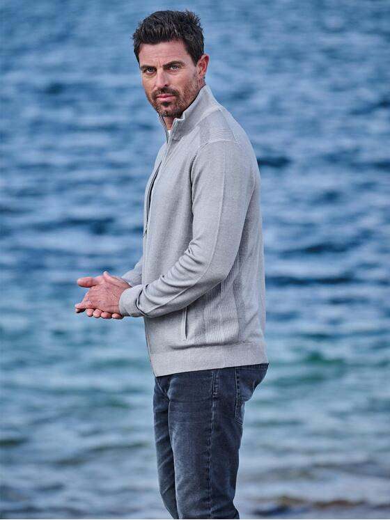 ENGBERS GERMANY Herren Cardigan aus edler Merinowolle Silbergrau 37983