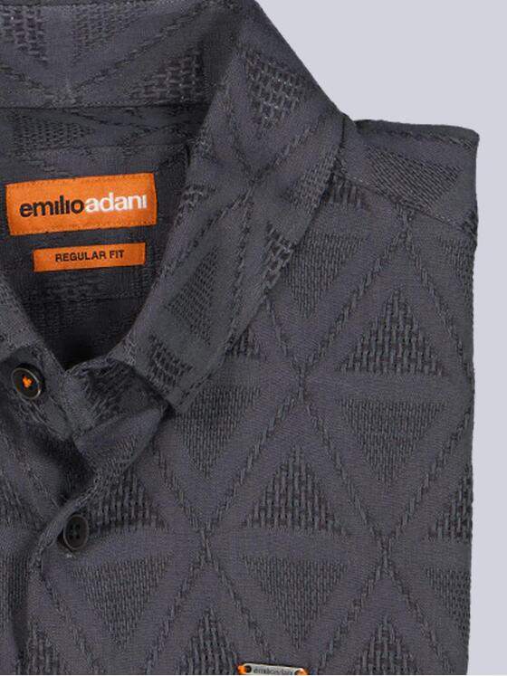 emilio adani Herren Langarmhemd mit strukturiertem Muster Anthrazit 40053