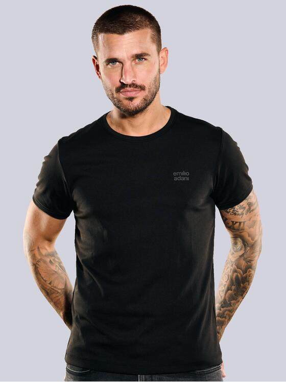 emilio adani Herren Basic-Shirt regular Schwarz 35272