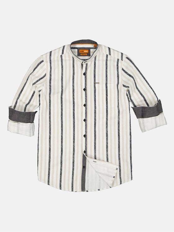 emilio adani Herren Langarm-Hemd gemustert Beige 34955