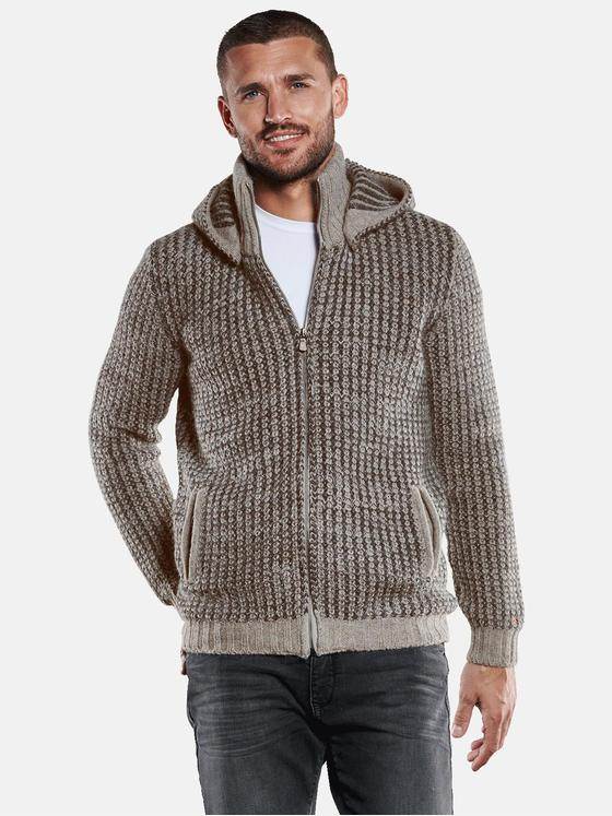 emilio adani Herren Strickjacke strukturiert Beige 33826