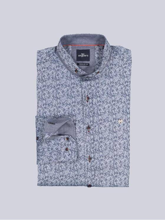 engbers Herren Langarm-Hemd gemustert Blau 35794