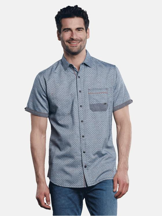 engbers Herren Kurzarm-Hemd strukturiert Cyanblau 31122