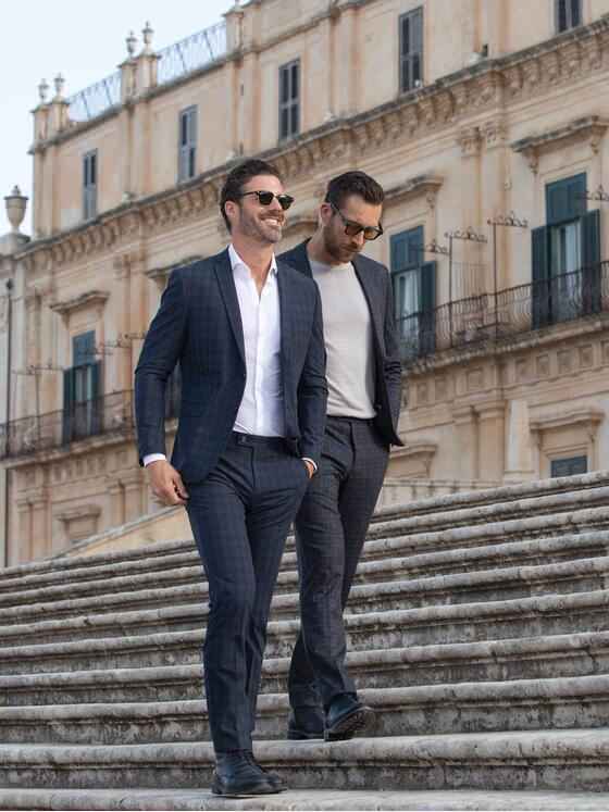 emilio adani Herren Anzug-Sakko slim fit Blau 37651