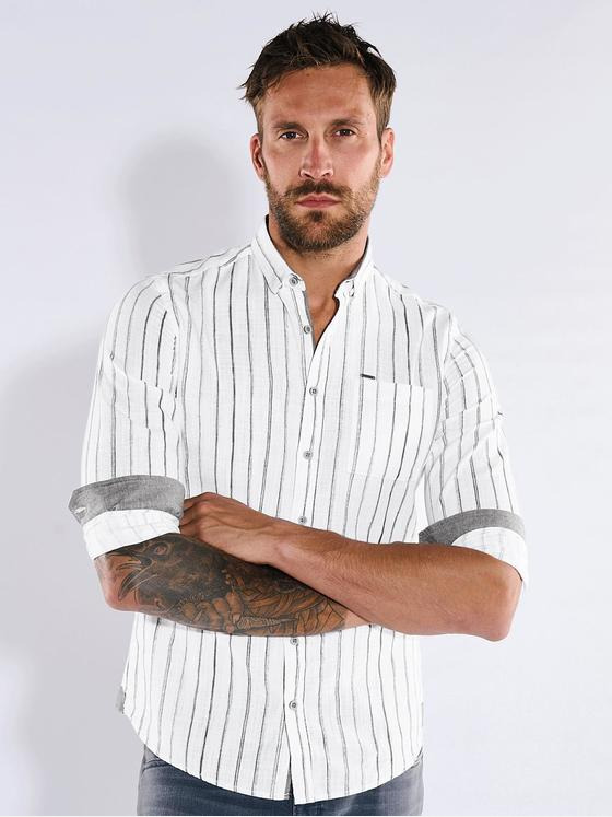 emilio adani Herren Langarm-Hemd gestreift Weiß 36238
