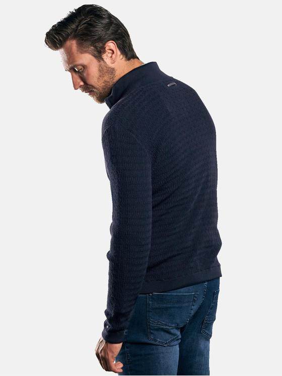 emilio adani Herren Strickpullover mit Reißverschlusskragen Blau 30471