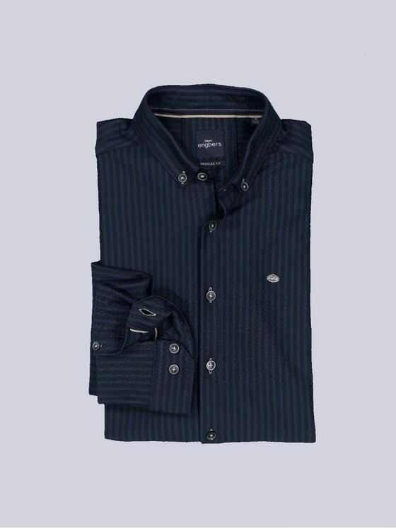 engbers Herren Langarm-Hemd gestreift Marineblau 36082