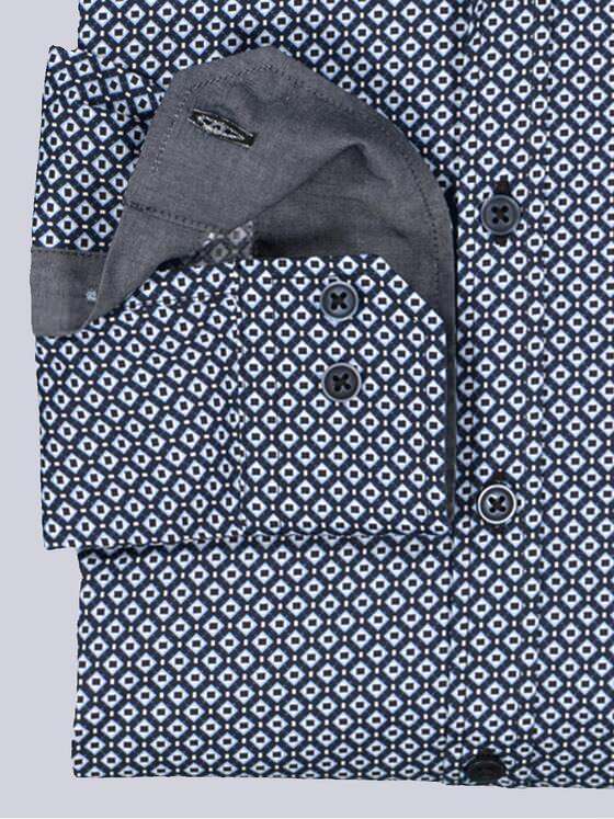 engbers Herren Langarm-Hemd gemustert Mittelblau 36086