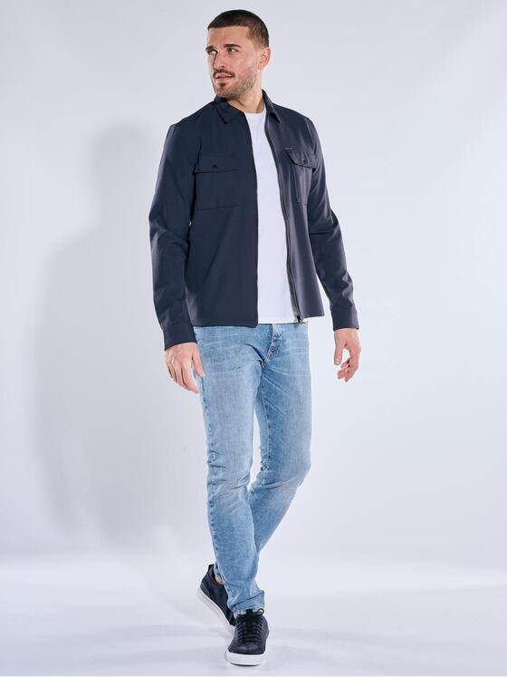 emilio adani Herren Hemd uni Marineblau 40332