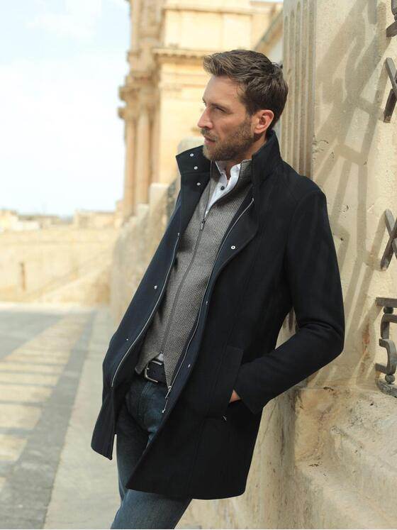 emilio adani Herren Mantel regular Blau 37261