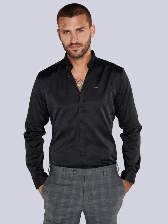 emilio adani Herren Langarm-Hemd uni Schwarz 36121