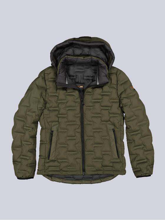 emilio adani Herren Steppjacke mit abnehmbarer Kapuze Grün 35199