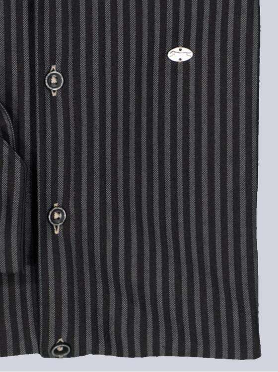 engbers Herren Langarm-Hemd gestreift Schwarz 36081