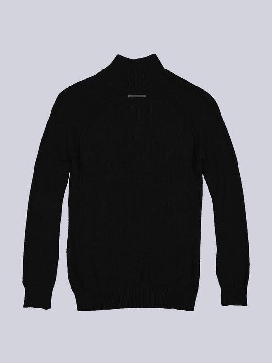 emilio adani Herren Pullover mit Troyerkragen Schwarz 36076