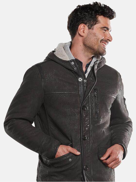 engbers Herren Lederjacke mit Kapuze Braun 31845