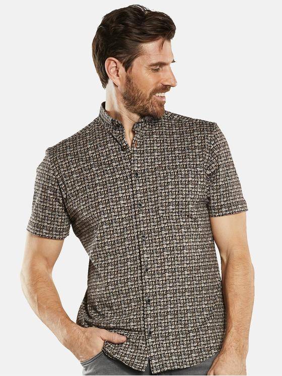 engbers Herren Kurzarm-Hemd gemustert Sand 34669