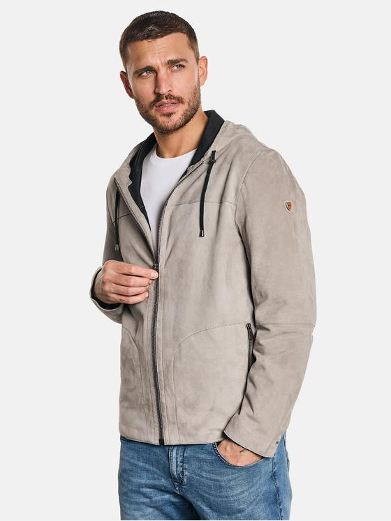 emilio adani Herren Lederjacke Nubukleder Beige 32571